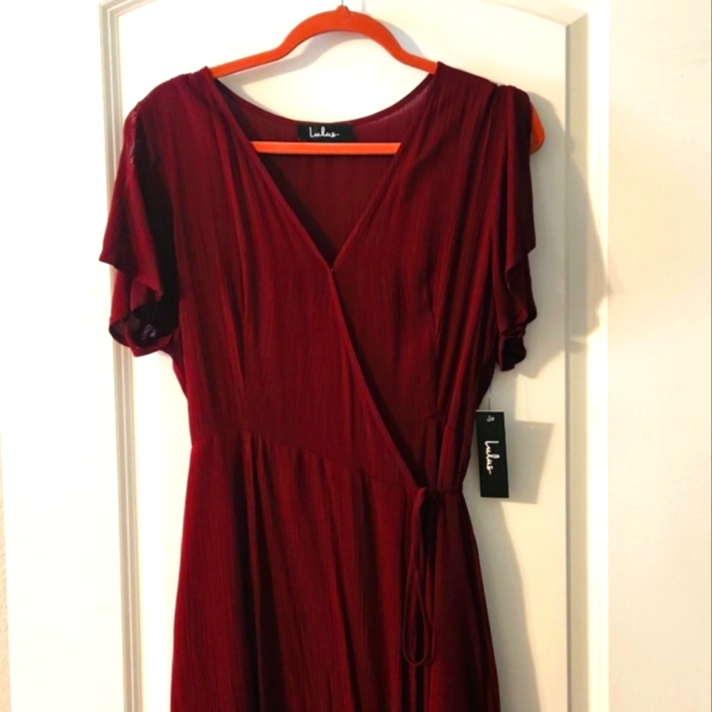 NWT Lulus Maroon Maxi Wrap Dress